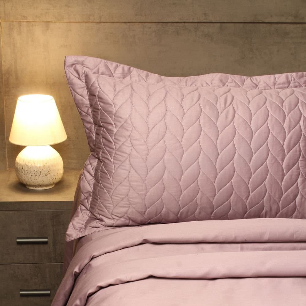 Aura-Quilt Pillow Covers Collection | 100% Cotton | Solids | 300TC | Set of 2 Quilted Pillow Covers | Smoky Lilac