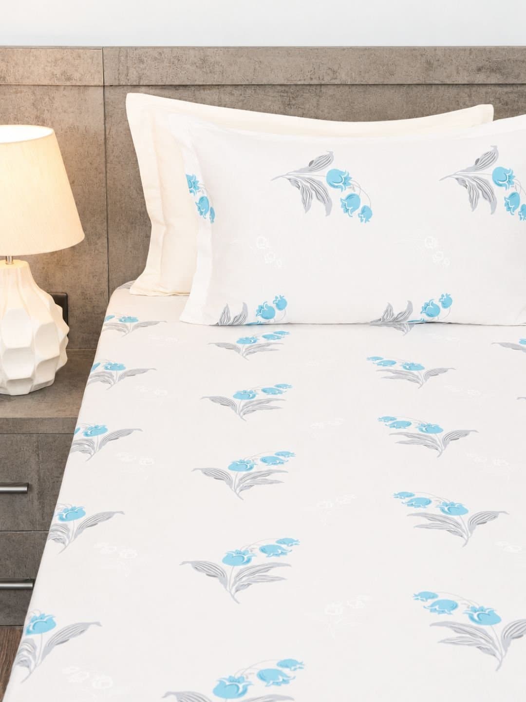 Coolnest Collection | 100% Cotton | Floral Print (108″x108″/274cmx274cm) | 300TC Superking Size Bedsheet with 2 Pillow Covers view 5