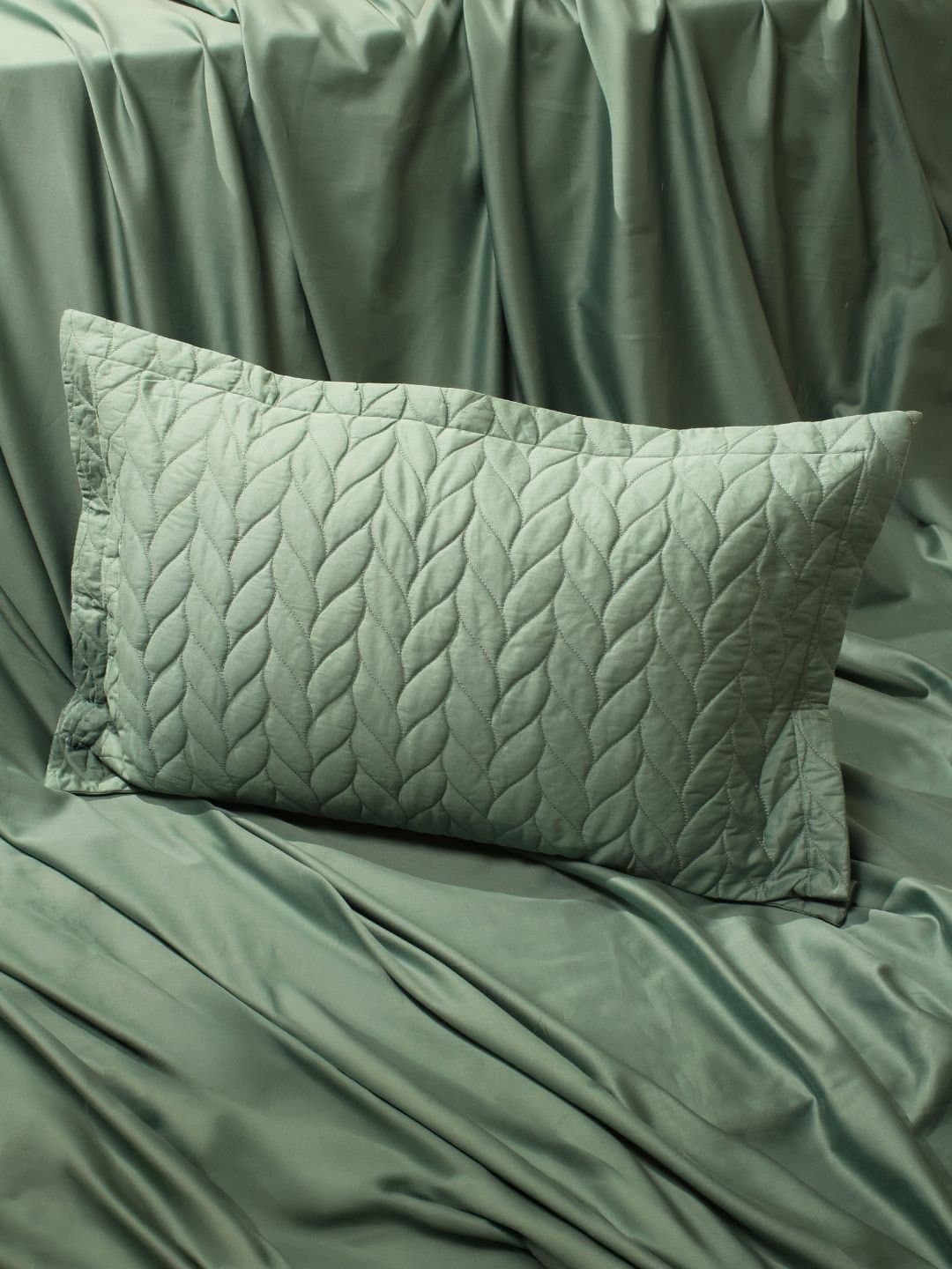 Aura-Quilt Pillow Covers Collection | 100% Cotton | Solids | 300TC | Set of 2 Quilted Pillow Covers | Pastel Aqua