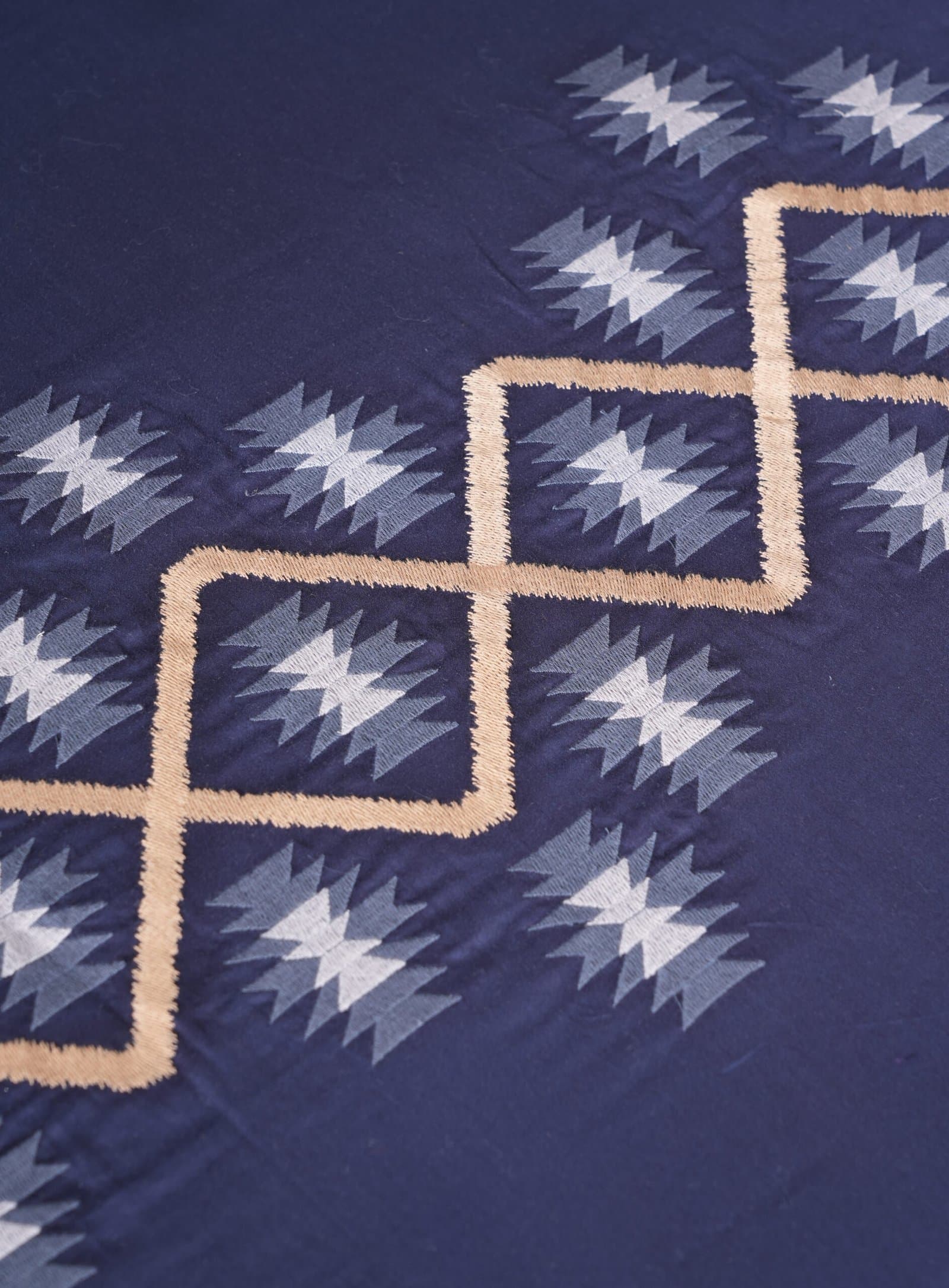 Mid-Night Weave Embroidered Bedsheet Set | Royal Navy | Designer Embroidery | 1 Bedsheet with 2 Pillow Covers | Luxury Bedroom Décor (108″x108″/274cmx274cm) view 3