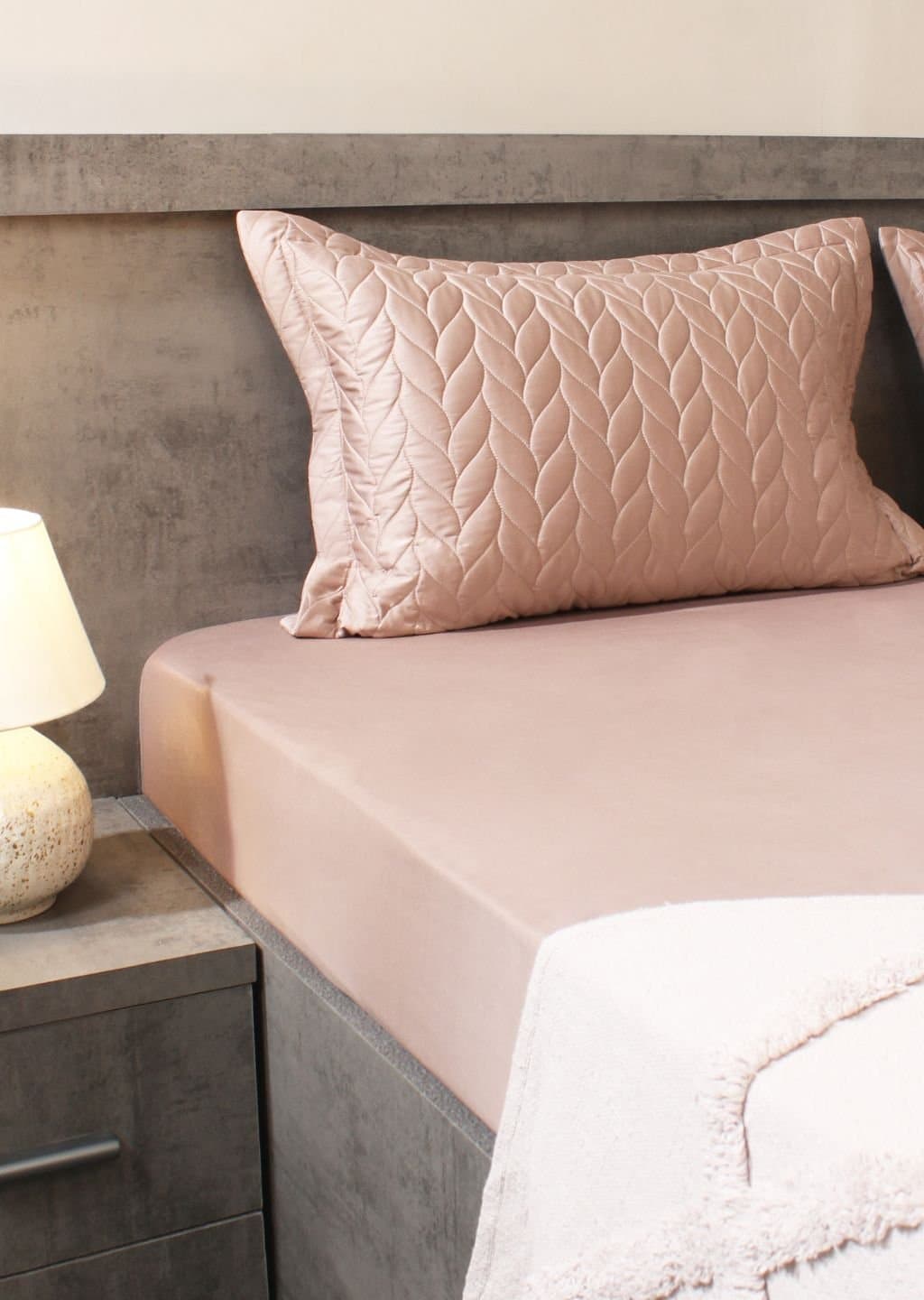 Aura-Quilt Pillow Covers Collection | 100% Cotton | Solids | 300TC | Set of 2 Quilted Pillow Covers | Soft Smoke view 5