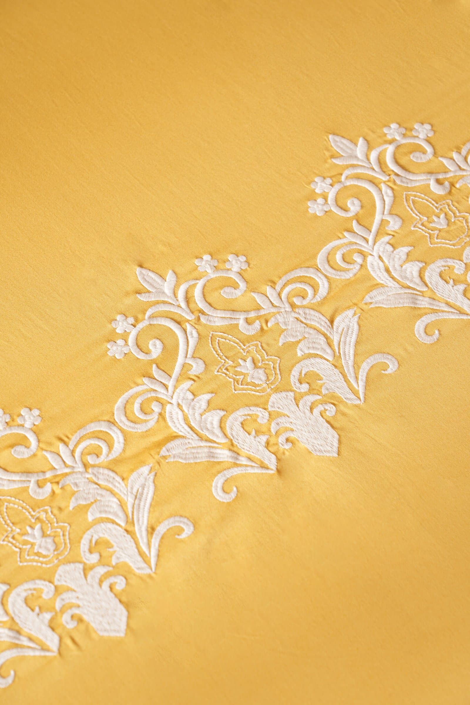 Jharokha Embroidered Bedsheet Set | Sunlit Gold | Designer Embroidery | 1 Bedsheet with 2 Pillow Covers | Luxury Bedroom Décor (108″x108″/274cmx274cm) view 5