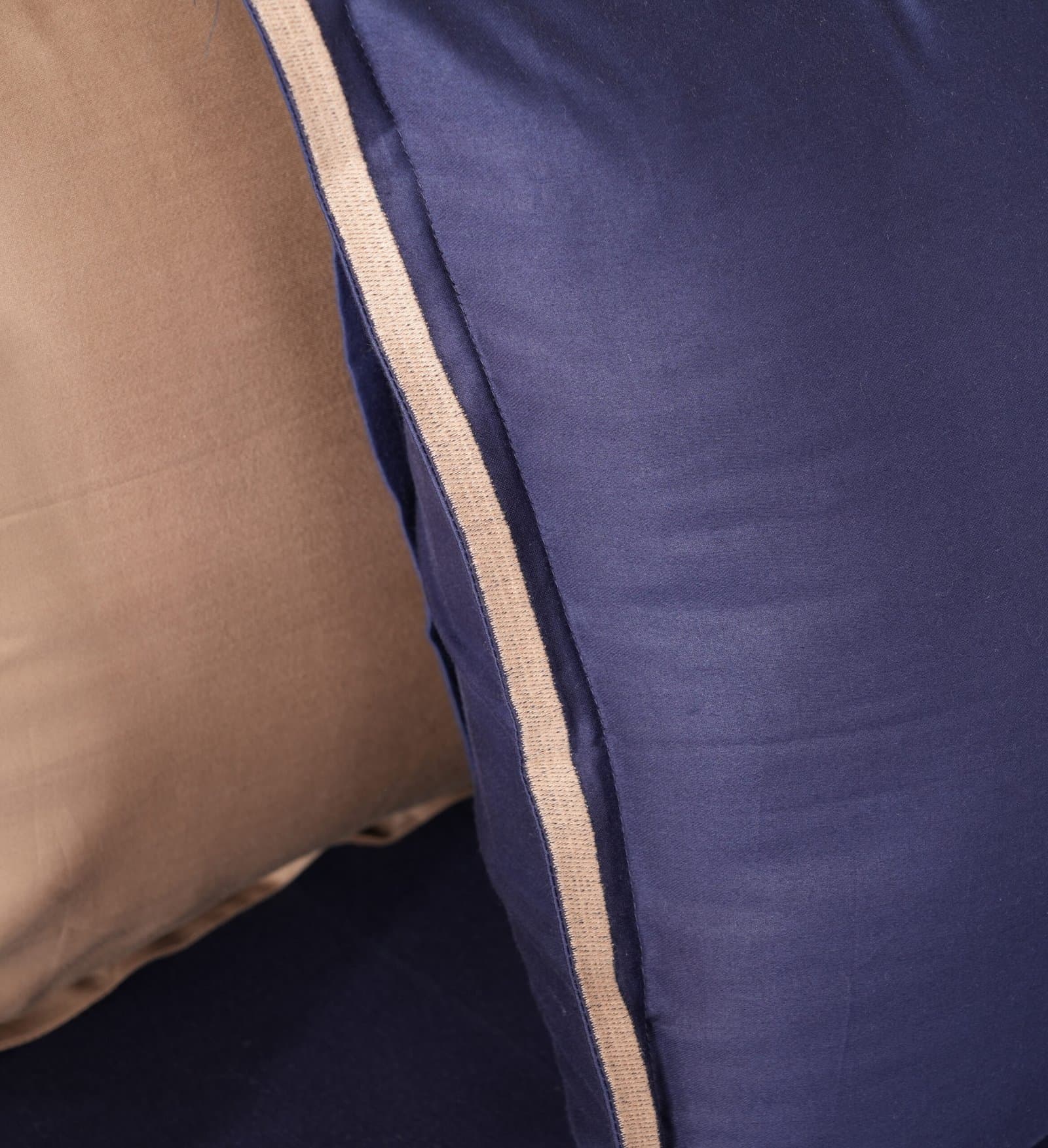Mid-Night Weave Embroidered Bedsheet Set | Royal Navy | Designer Embroidery | 1 Bedsheet with 2 Pillow Covers | Luxury Bedroom Décor (108″x108″/274cmx274cm) view 7