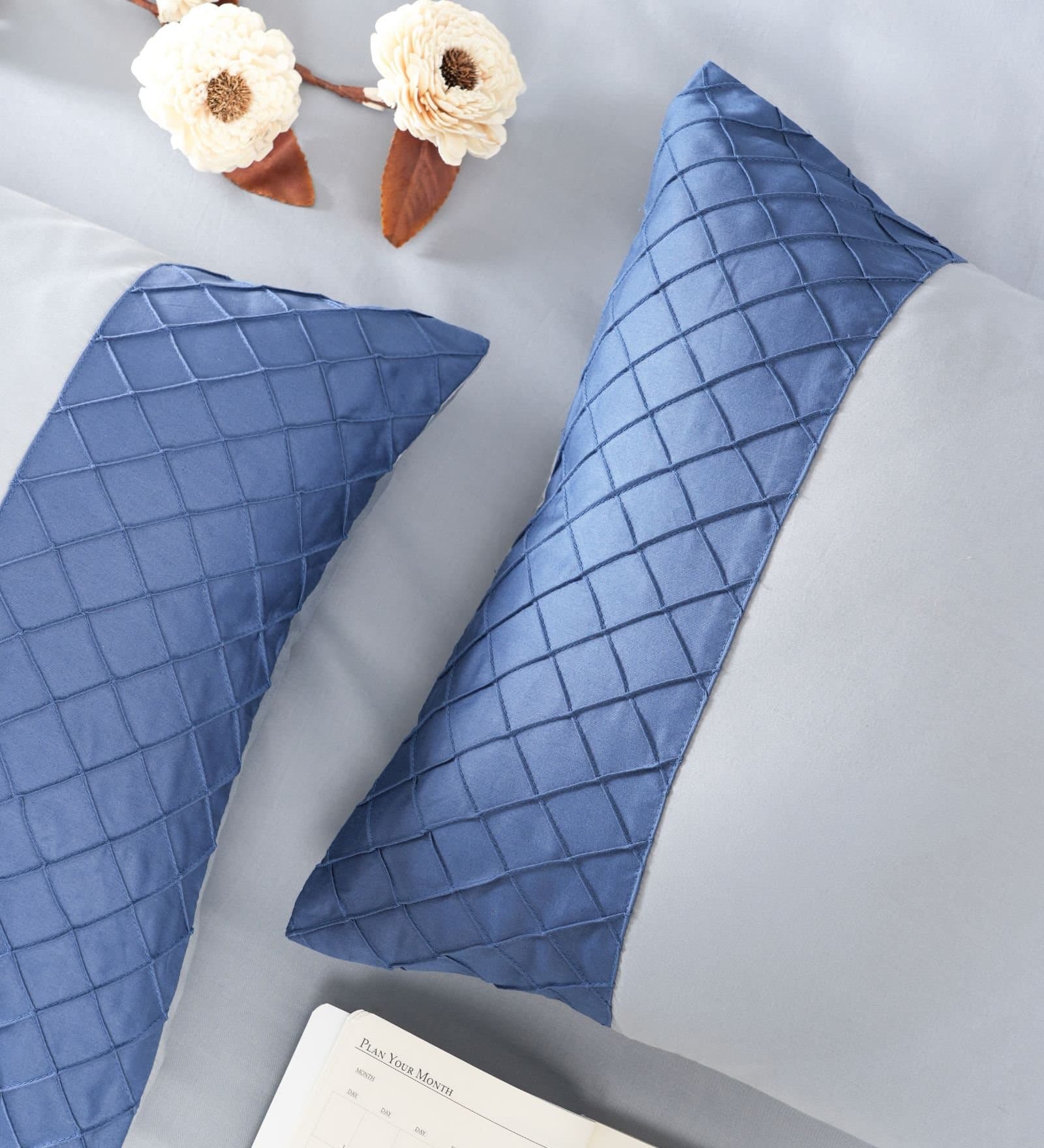 Majestic French Collection | 100% Cotton | Solids (108″x108″/274cmx274cm) | 300TC Superking Size Bedsheet with 2 Pillow Covers (Designer) | Steel Blue
