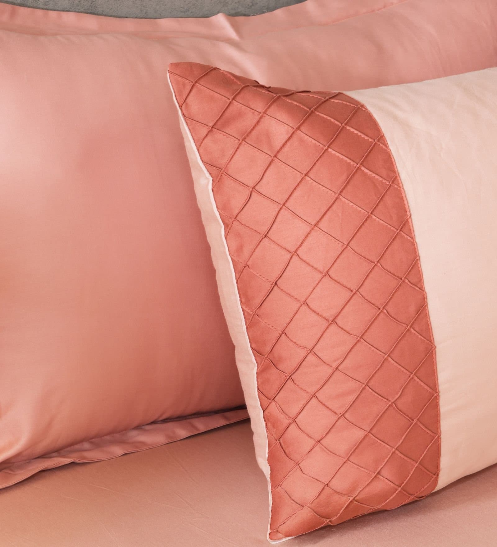 Majestic French Collection | 100% Cotton | Solids (108″x108″/274cmx274cm) | 300TC Superking Size Bedsheet with 2 Pillow Covers (Designer) | Chempange Rose view 5