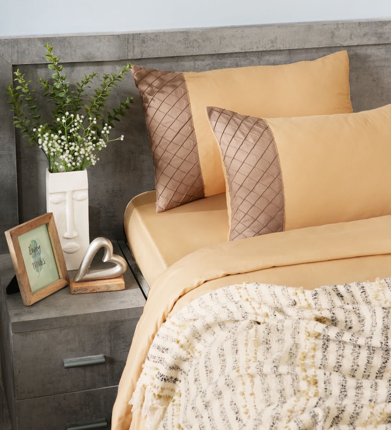 Majestic French Collection | 100% Cotton | Solids (108″x108″/274cmx274cm) | 300TC Superking Size Bedsheet with 2 Pillow Covers (Designer) | Taupe Mist view 2