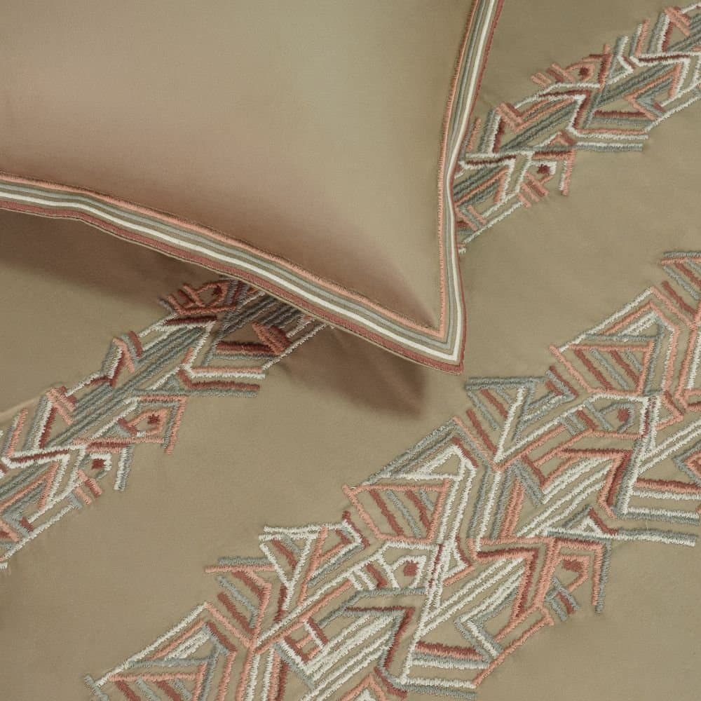 Woven Harmony Embroidered Bedsheet Set | Cashmere Beige | Designer Embroidery | 1 Bedsheet with 2 Pillow Covers | Luxury Bedroom Décor (108″x108″/274cmx274cm) (Copy)