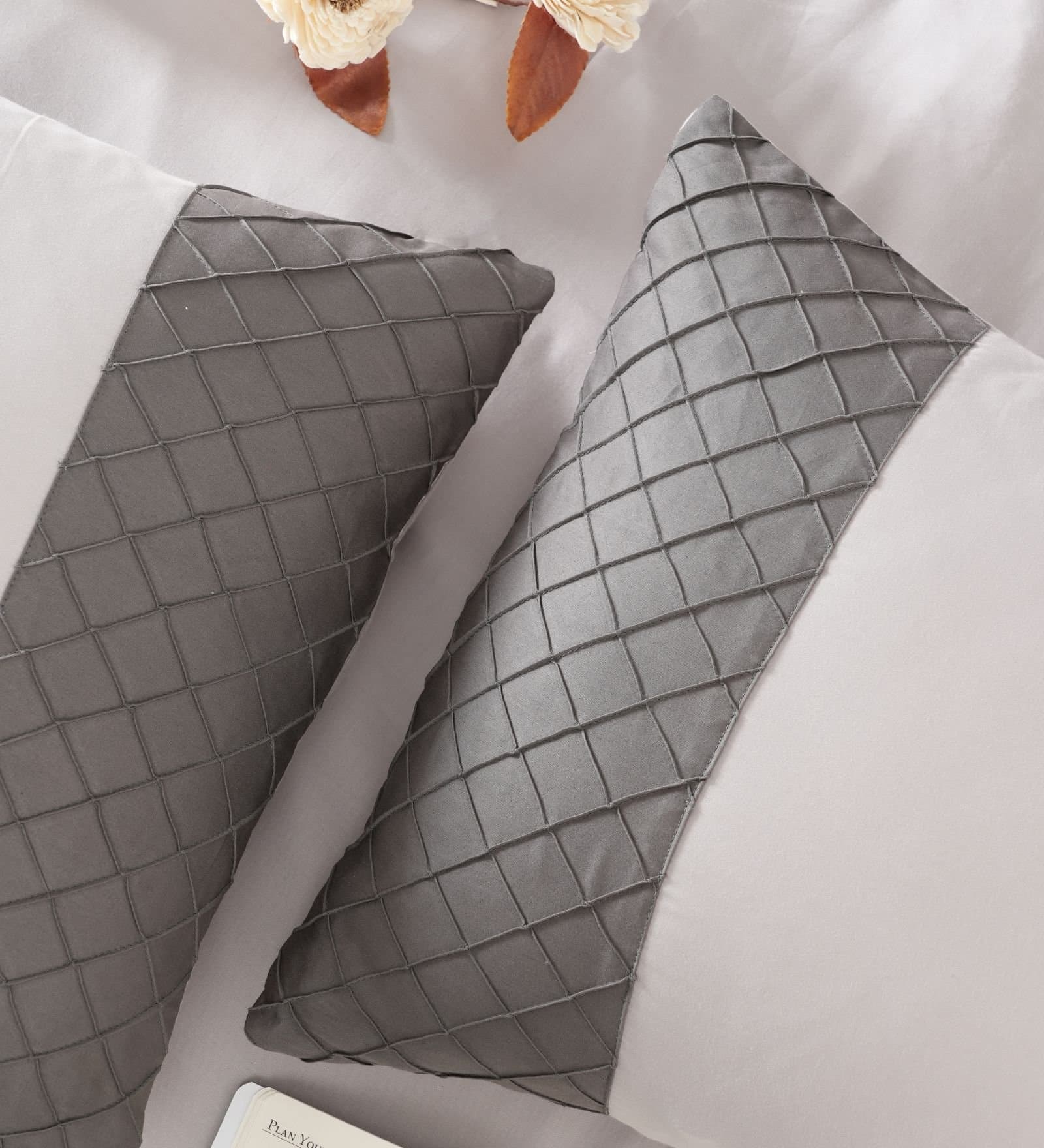 Majestic French Collection | 100% Cotton | Solids (108″x108″/274cmx274cm) | 300TC Superking Size Bedsheet with 2 Pillow Covers (Designer) | Soft Grey