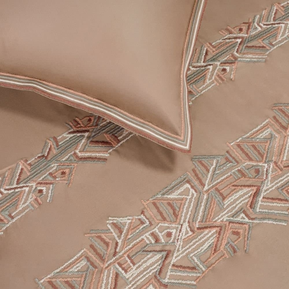 Woven Harmony Embroidered Bedsheet Set | Cashmere Beige | Designer Embroidery | 1 Bedsheet with 2 Pillow Covers | Luxury Bedroom Décor (108″x108″/274cmx274cm) view 4