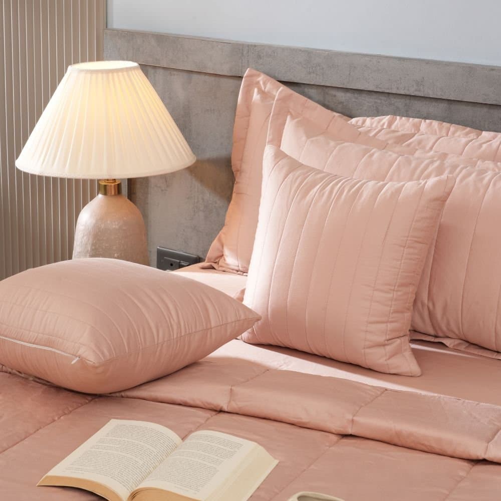 Muted Charm Bedding Set | 300TC | 1 Double Comforter | 1 Bedsheet with 2 Pillow Covers | 2 Cushion Covers (108″x108″/274cmx274cm)