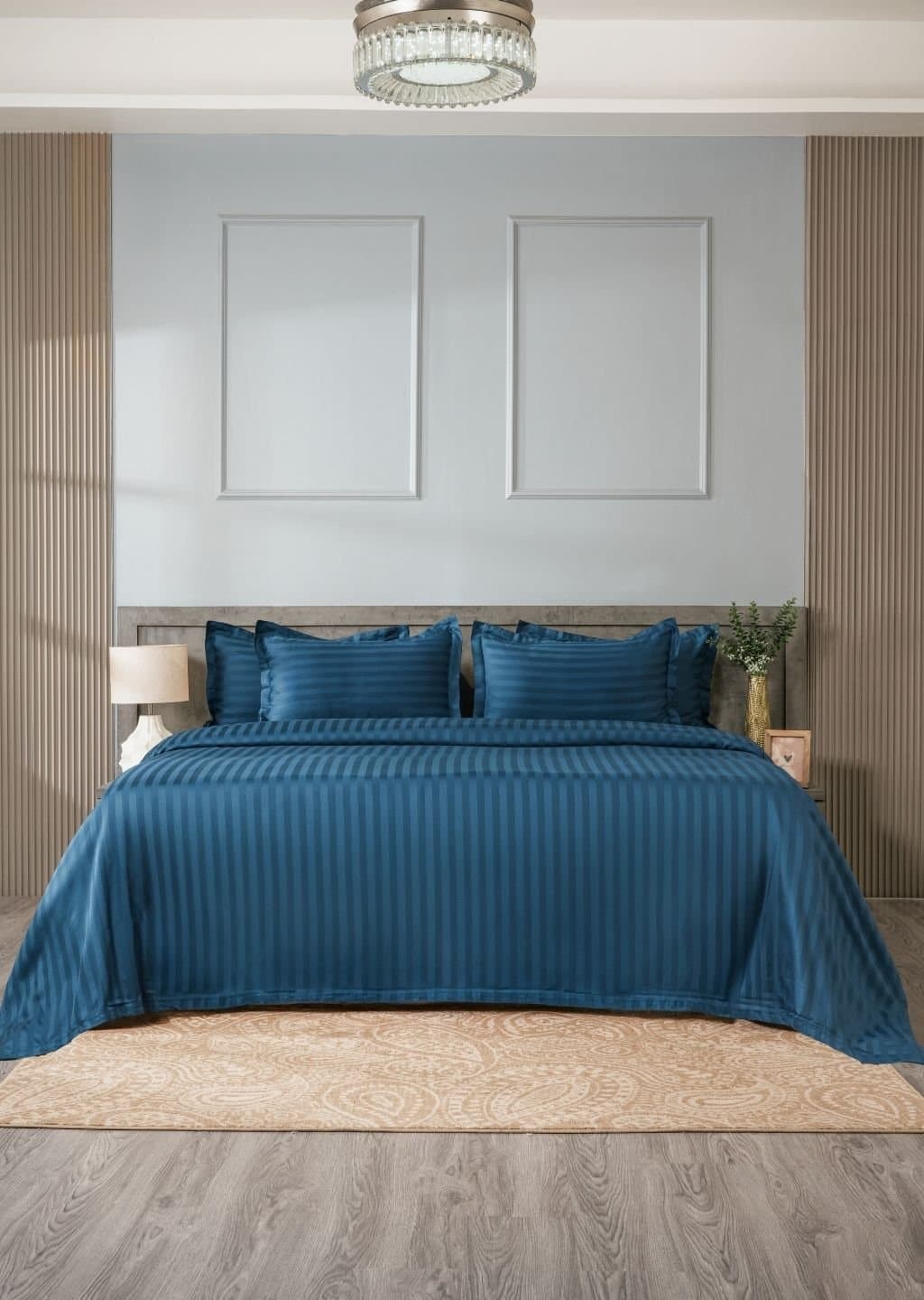 Sleeping Owls-because your sleep matters (In-House) Colors 2cm 300TC Bedsheet Set | Misty Denim | 1 Superking Bedsheet with 2 Pillow Covers (108″x112″/274cmx285cm)
