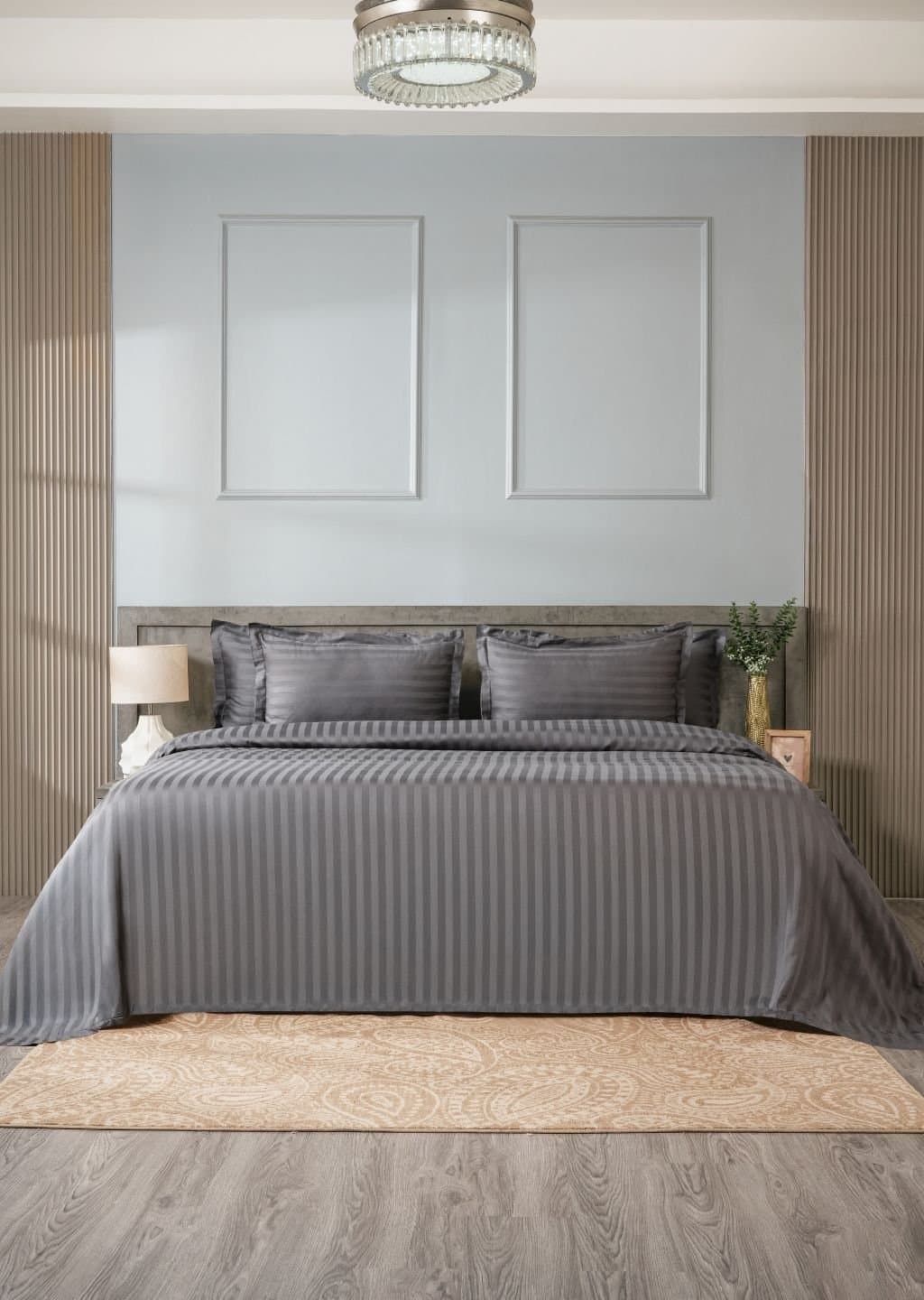 Sleeping Owls-because your sleep matters (In-House) Colors 2cm 300TC Bedsheet Set | Deep Grey | 1 Superking Bedsheet with 2 Pillow Covers (108″x112″/274cmx285cm)