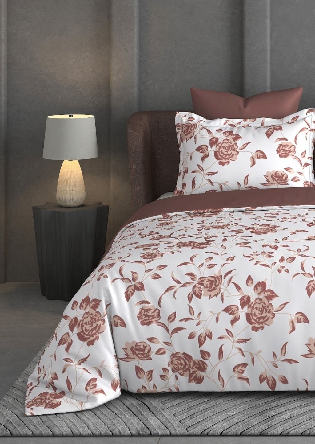 Leaf Tale Collection | 100% Cotton | Floral Design (108"x108"/274cmx274cm) | 600TC Superking Bedsheet view 15