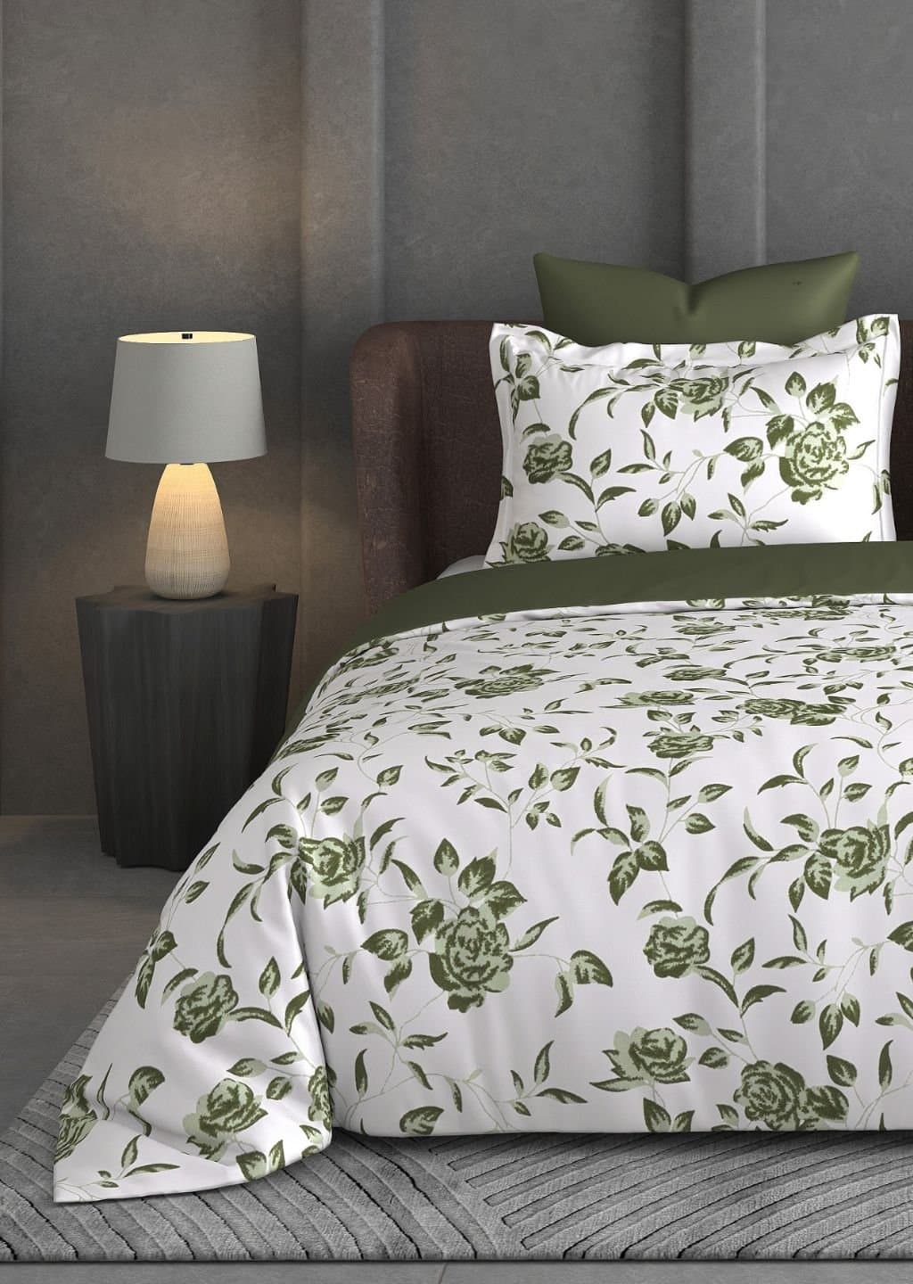 Leaf Tale Collection | 100% Cotton | Floral Design (108"x108"/274cmx274cm) | 600TC Superking Bedsheet view 3
