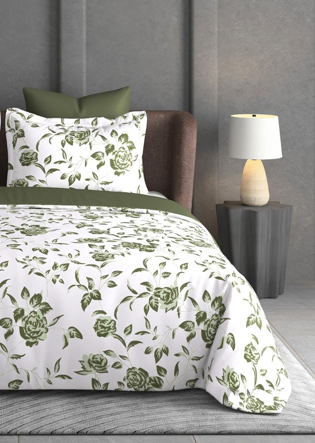 Leaf Tale Collection | 100% Cotton | Floral Design (108"x108"/274cmx274cm) | 600TC Superking Bedsheet view 4