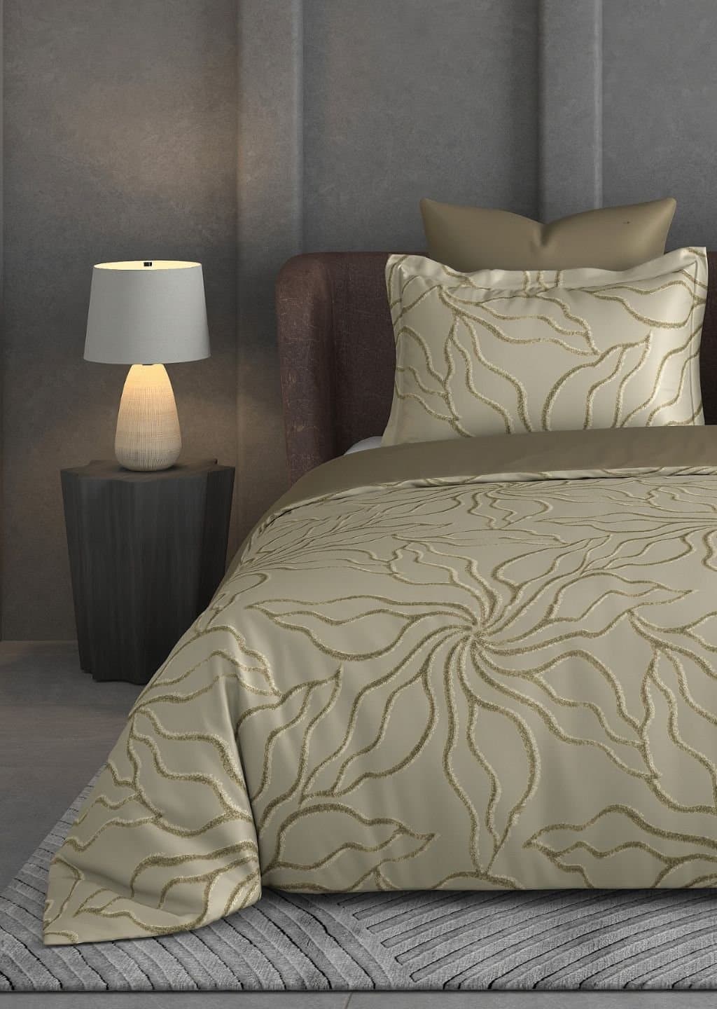 Leaf Tale Collection | 100% Cotton | Floral Design (108"x108"/274cmx274cm) | 600TC Superking Bedsheet view 7