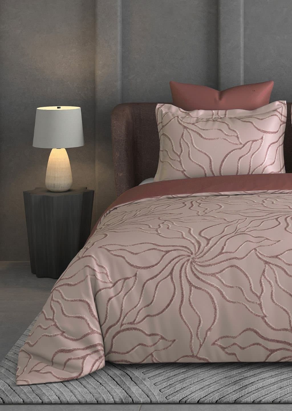 Leaf Tale Collection | 100% Cotton | Floral Design (108"x108"/274cmx274cm) | 600TC Superking Bedsheet view 3