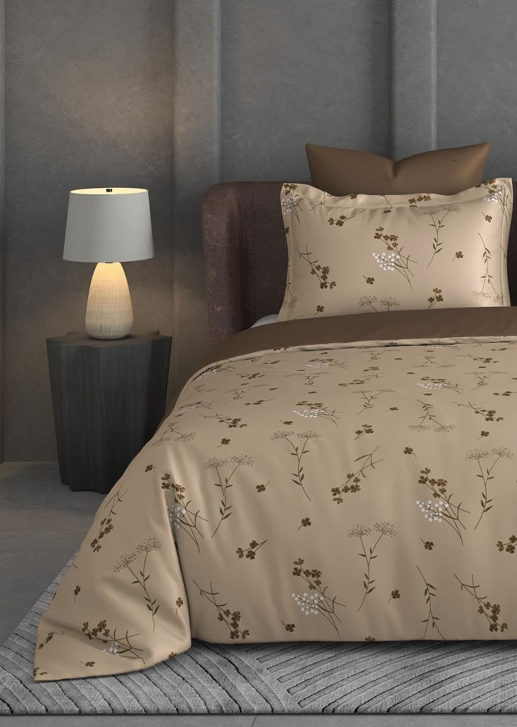 Leaf Tale Collection | 100% Cotton | Floral Design (108"x108"/274cmx274cm) | 600TC Superking Bedsheet view 3