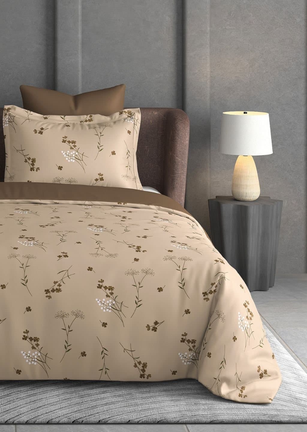 Leaf Tale Collection | 100% Cotton | Floral Design (108"x108"/274cmx274cm) | 600TC Superking Bedsheet view 4