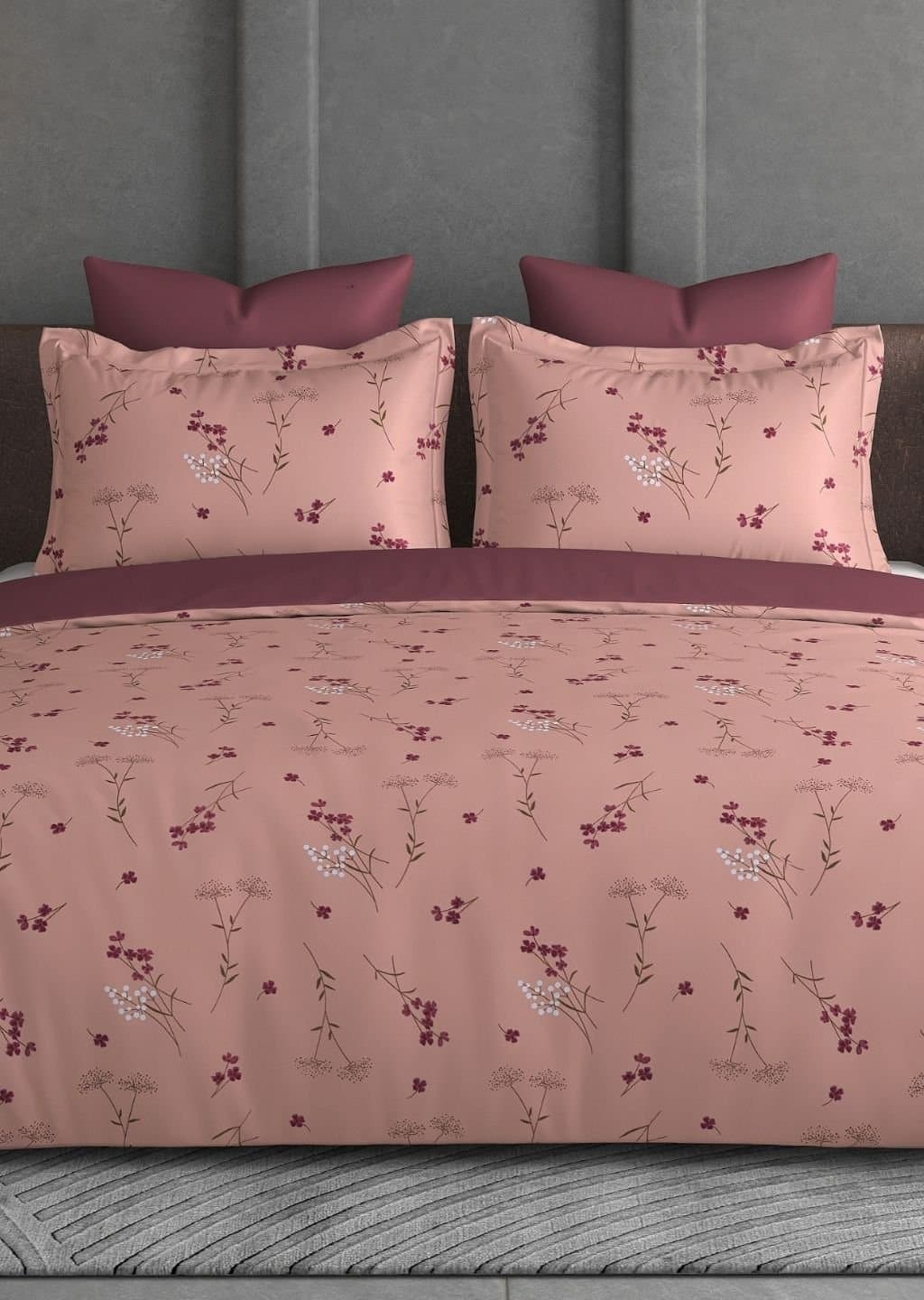 Leaf Tale Collection | 100% Cotton | Floral Design (108"x108"/274cmx274cm) | 600TC Superking Bedsheet view 7