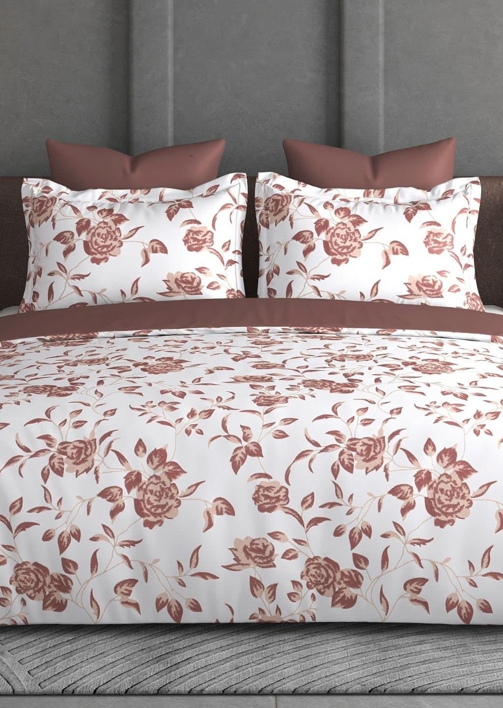 Leaf Tale Collection | 100% Cotton | Floral Design (108"x108"/274cmx274cm) | 600TC Superking Bedsheet view 14