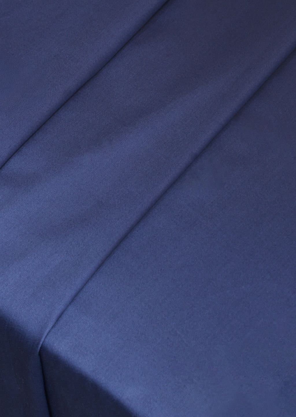 Linea Luxe Collection | 100% Cotton | Solids (108″x108″/274cmx274cm) | 400TC Superking Size Bedsheet with 2 Embroided Pillow Covers | Med Blue view 6