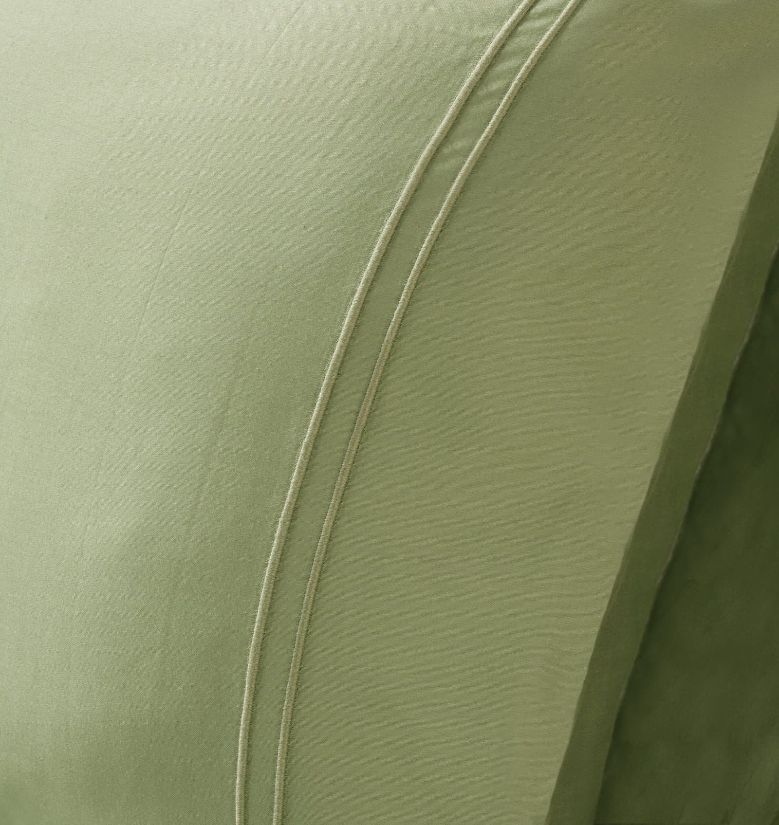 Linea Luxe Collection | 100% Cotton | Solids (108″x108″/274cmx274cm) | 400TC Superking Size Bedsheet with 2 Embroided Pillow Covers | Moss view 6