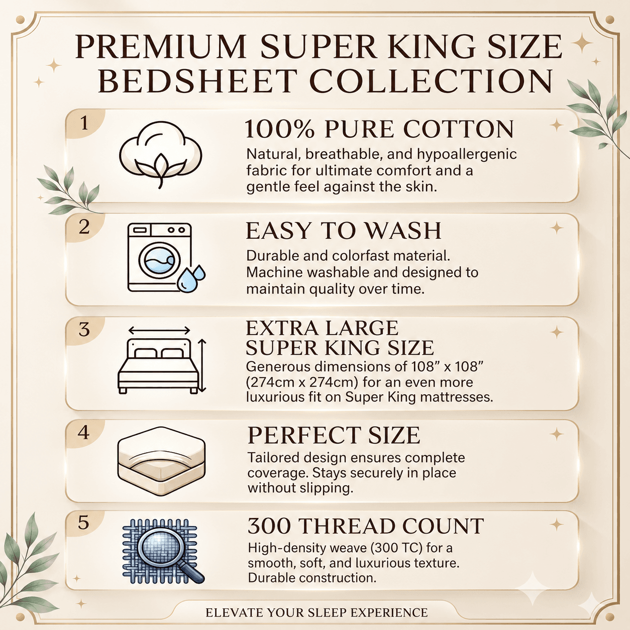 Majesty French Collection | 100% Cotton | Solids (108″x108″/274cmx274cm) | 300TC Superking Size Bedsheet with 2 Pillow Covers (Designer) | Deep Grey view 7
