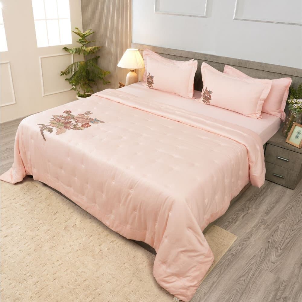 Imperial Vine Comforter Set | 300TC | 1 Double Comforter | 1 Bedsheet with 2 Pillow Covers (108″x108″/274cmx274cm) | Smoky Lilac view 3