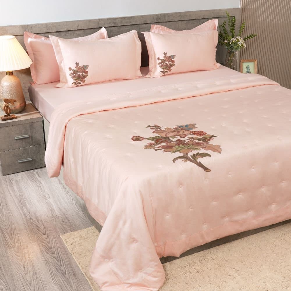 Imperial Vine Comforter Set | 300TC | 1 Double Comforter | 1 Bedsheet with 2 Pillow Covers (108″x108″/274cmx274cm) | Smoky Lilac view 4