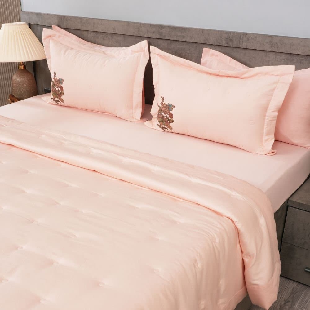 Imperial Vine Comforter Set | 300TC | 1 Double Comforter | 1 Bedsheet with 2 Pillow Covers (108″x108″/274cmx274cm) | Smoky Lilac view 5