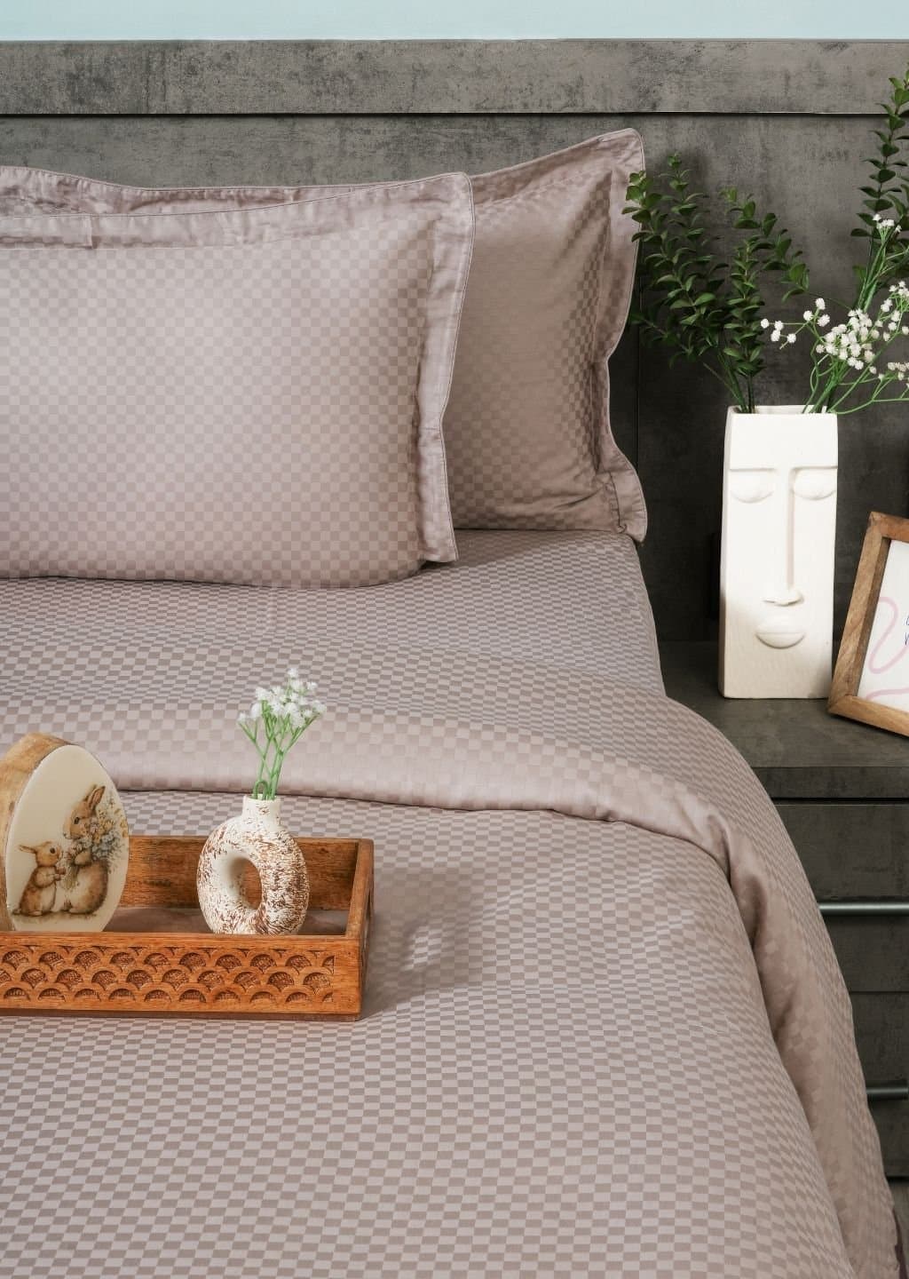 Sleeping Owls-because your sleep matters (In-House) Jacquard 300TC Bedsheet Set | Soft Smoke | 1 Superking Bedsheet with 2 Pillow Covers (108″x108″/274cmx274cm)