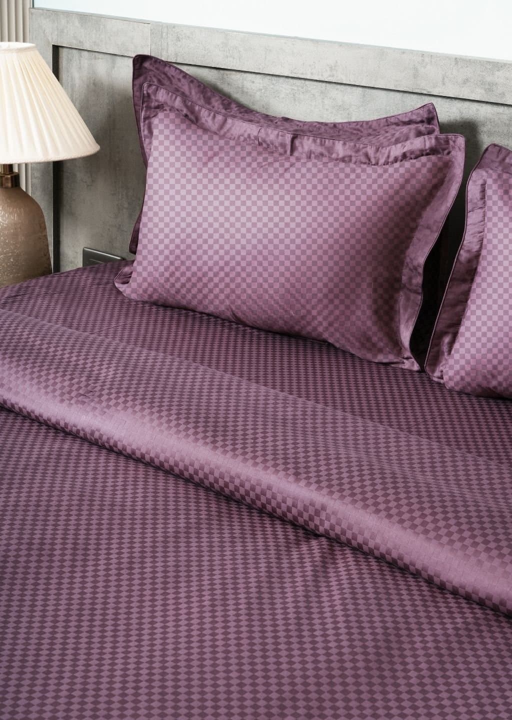 Sleeping Owls-because your sleep matters (In-House) Jacquard 300TC Bedsheet Set | Vintage Plum | 1 Superking Bedsheet with 2 Pillow Covers (108″x108″/274cmx274cm) view 3